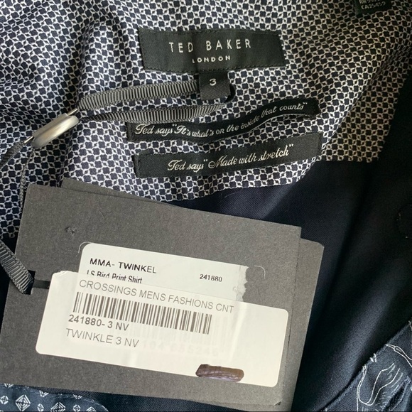 Ted Baker Twinkel Bird Print Shirt Navy - Picture 7 of 12